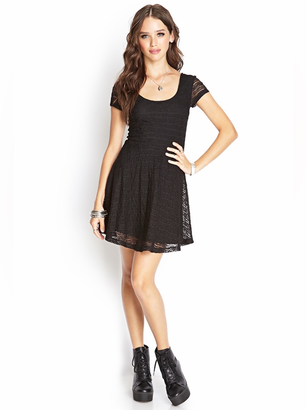 NY Collection Black Knit Fit & Flare Cap-Sleeve Dress
